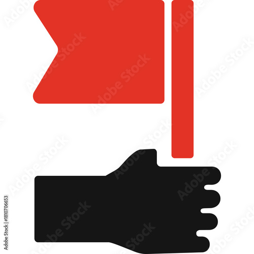 Hand Holding Red Flag With Transparent Background Symbolizing Achievement and Goal Reached Clean Icon Design