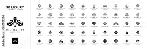 Mega logo collection. minimalist fashion logo design. Geometric abstract logo icon vector isolated on white background.