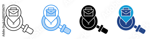 Research icon set multiple style collection