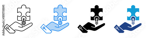 Problem Solving icon set multiple style collection