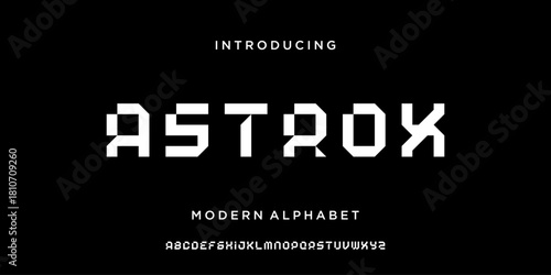 Minimal future alphabet font. Geometric typography font space tech sport gaming design vector illustration.