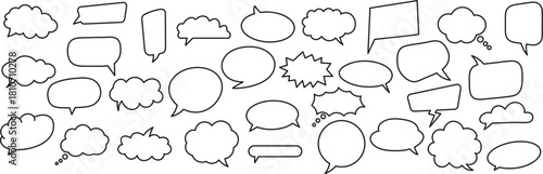 Collection of minimal outline speech bubble comic style doodle