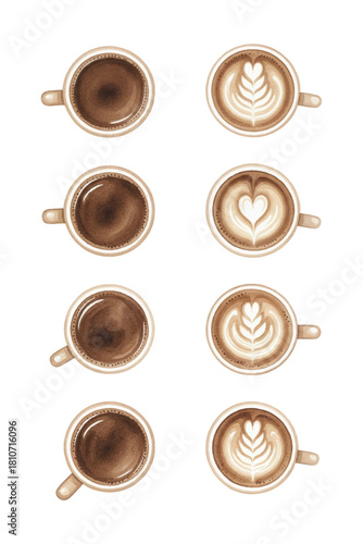 watercolor top view coffee collections