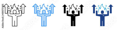 Motivation icon set multiple style collection