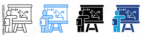 Maths icon set multiple style collection