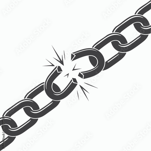 Broken Chain Link Symbolic Black and White Illustration of Freedom and Disruption