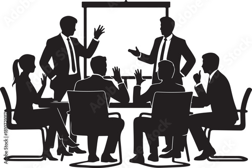 Team business meeting with teamwork and collaboration flat vector icon for apps and websites.Team business people, teamwork iconTeam business meeting with teamwork and collaboration flat vector icon f