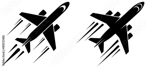 Two airplane flying with motion trails, isolated on vector illustration concept for travel and transportation