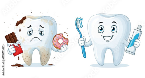 Sick teeth and healthy teeth