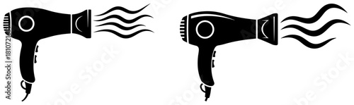 Two hair dryer silhouette isolated on, a simple and recognizable icon for beauty, styling, and personal care