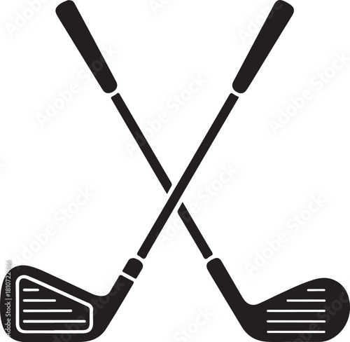 Pair of iron or wedge golf club flat vector icon for sports apps and websites