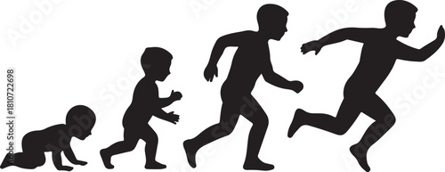 Crawl Walk Run Fly pictogram icon set. Clipart image isolated on white background