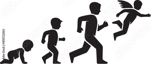 Crawl Walk Run Fly pictogram icon set. Clipart image isolated on white background