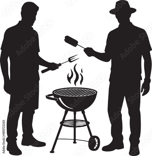 Grill bbq vector icon set