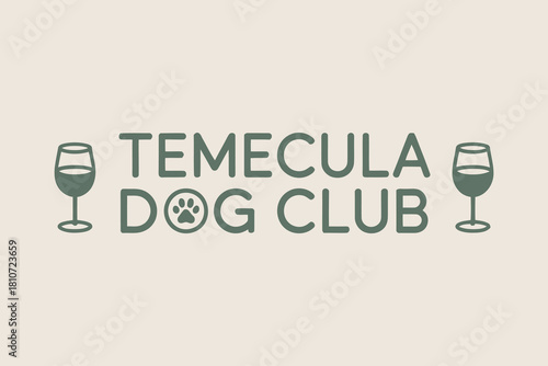 Temecula dog club logo with wine glasses and paw print