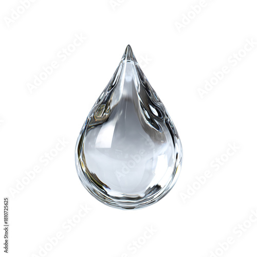 One big crystal drop in light blue color with glares and shadow