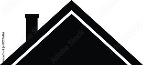 Minimalist house roof vector with chimney, geometric architecture design, modern home silhouette, abstract building shape for construction concept illustrations.