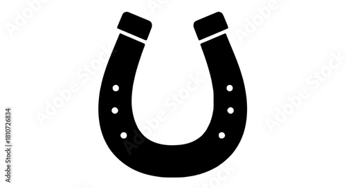Classic black horseshoe icon for good luck and fortune in any project design, a symbol of hope, success, and positive energy, originally from scalable vector art