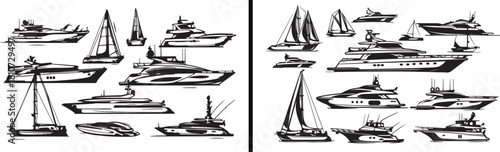 Boat Illustration Drawing, Sailboat Line Art, Yacht Vector Design, Sea Travel Illustration, Ocean Adventure Artwork, Hand Drawn Boat Sketch, Minimal Marine Design, Black and White Boat Art, Nautical I