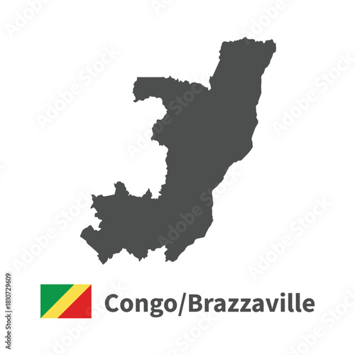 Congo Brazzaville flag map illustration on white background