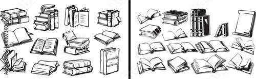 Book Illustration Art, Open Book Drawing, Reading Concept Vector, Hand Drawn Book Design, Minimal Education Artwork, Black and White Book Sketch, Study Illustration Vector, Vintage Book Line Art, Know