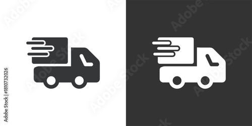Express Delivery Truck icon. Solid glyph series icon