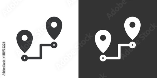 templateOrigin and Destination Route icon. Solid glyph series icon