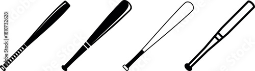 set of crossed baseball bat silhouette, black and white silhouette, vector and illustration