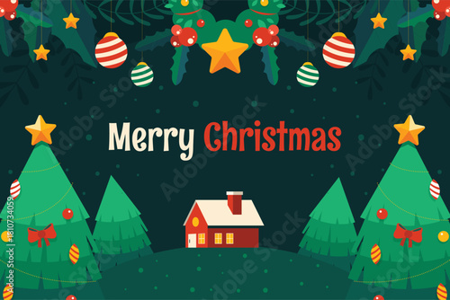 Night Christmas vibes poster green background 