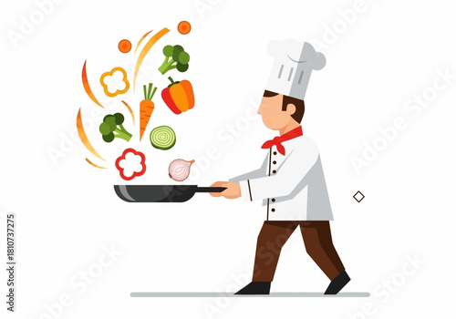 Chef Tossing Vegetables in a Pan A Culinary Delight