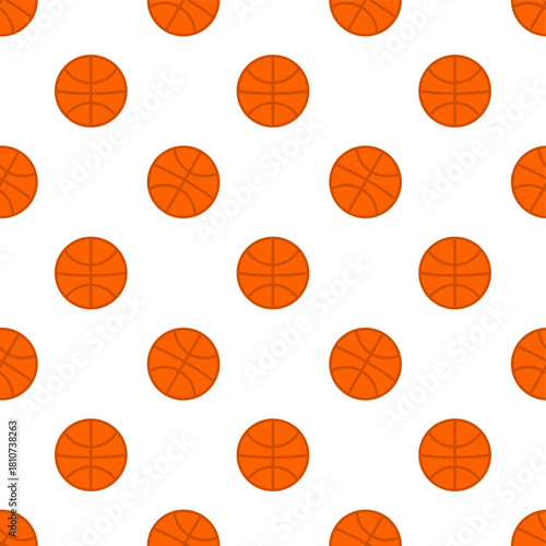 flat design pattern of basketball. It is predominantly orange with thick, dark brown or black lines forming the characteristic pattern of a basketball