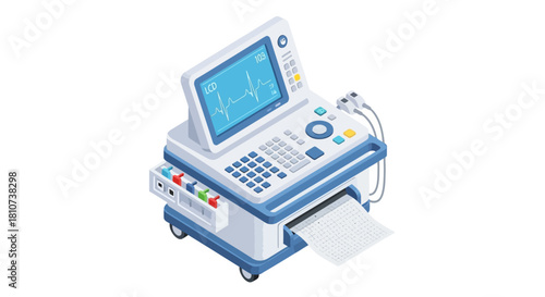 Isometric Ultrasound Machine Medical Icon for Healthcare Illustrations and Diagnostic Imaging Presentations
