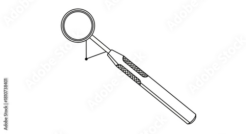 Dental Mirror Outline Icon - Medical Equipment Symbol for Healthcare Illustration and Graphic Design Projects