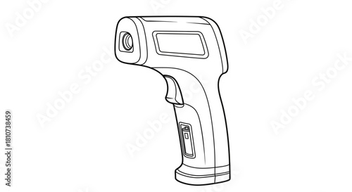 Medical icon: Infrared thermometer outline for health and safety presentations, digital design and web illustrations