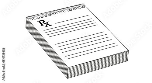 Minimalist medical prescription pad icon for healthcare providers and pharmaceutical presentations