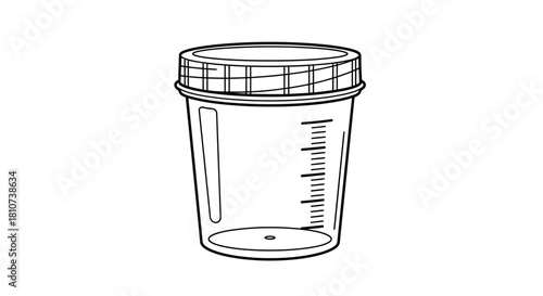 Medical Specimen Container Icon: Outline Illustration for Healthcare & Diagnostic Design Projects