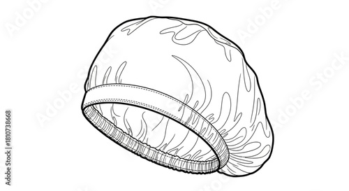 Surgical Cap Line Art Medical Icon: Healthcare Worker Head Cover Vector Illustration for Presentation Materials and Medical Design Projects