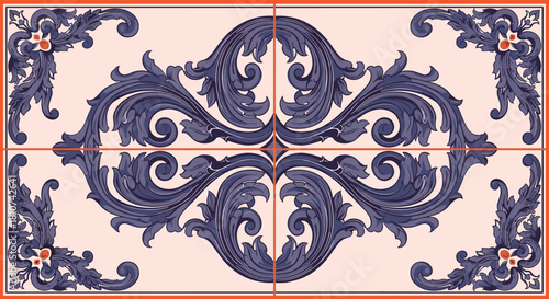 Elegant Baroque Ornament Design with Floral Scrolls and Intricate Details.