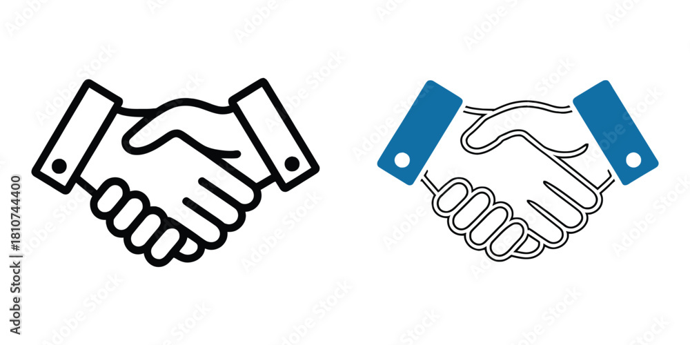 Obraz premium Handshake icon set, business handshake symbols, friendly partnership icons, vector illustration for apps, user interface, website design, ideal for corporate agreements, client interaction