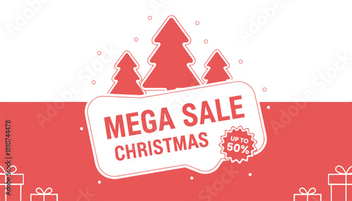 Christmas Mega Sale with Up to 50% Off and Festive Decorations.