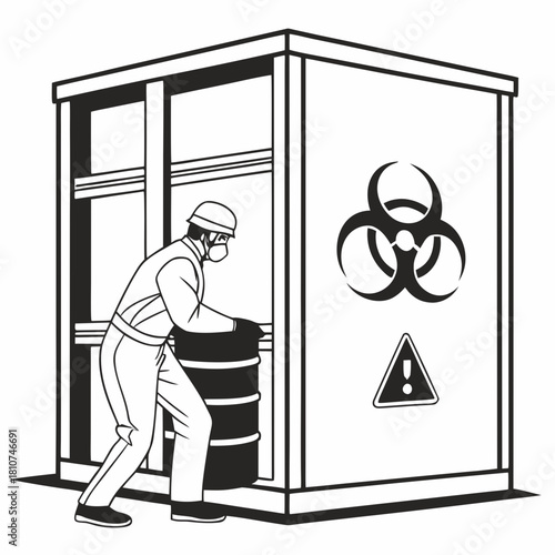 Creative Details Chemical Storage Cabinet Vector Illustration | Laboratory Safety Equipment | Hazardous Material Storage Design