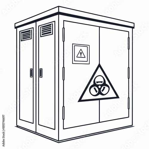 Creative Details Chemical Storage Cabinet Vector Illustration | Laboratory Safety Equipment | Hazardous Material Storage Design