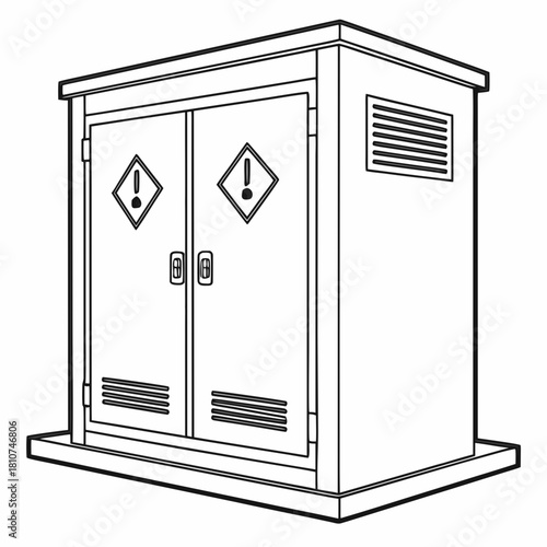 Creative Details Chemical Storage Cabinet Vector Illustration | Laboratory Safety Equipment | Hazardous Material Storage Design