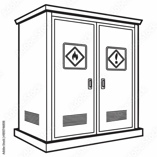 Creative Details Chemical Storage Cabinet Vector Illustration | Laboratory Safety Equipment | Hazardous Material Storage Design