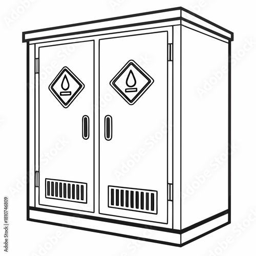 Creative Details Chemical Storage Cabinet Vector Illustration | Laboratory Safety Equipment | Hazardous Material Storage Design