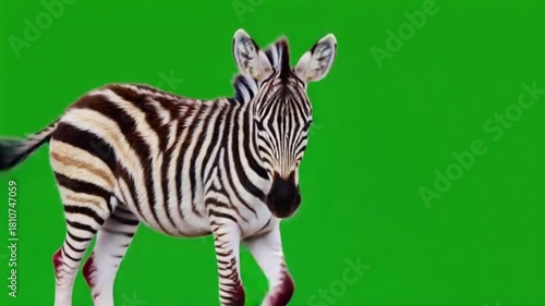 Wallpaper Mural Zebra standing in front of a green screen looking to the right side of the frame close up shot zebra green screen video Torontodigital.ca