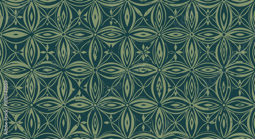 Abstract geometric pattern seamless tiling background texture in deep teal and dark green shades