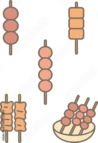 Satay cake pixel art, eps 10 illustration