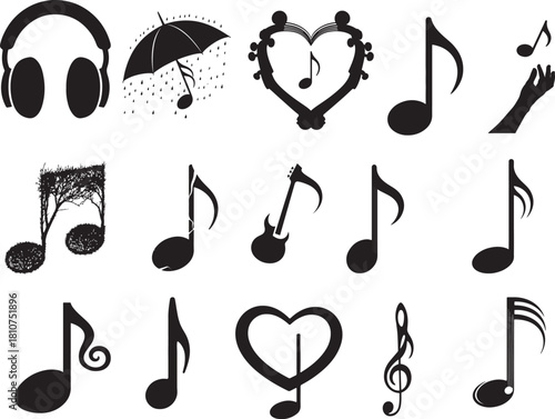 Black Musical Note Silhouette – Minimalist Music Icon