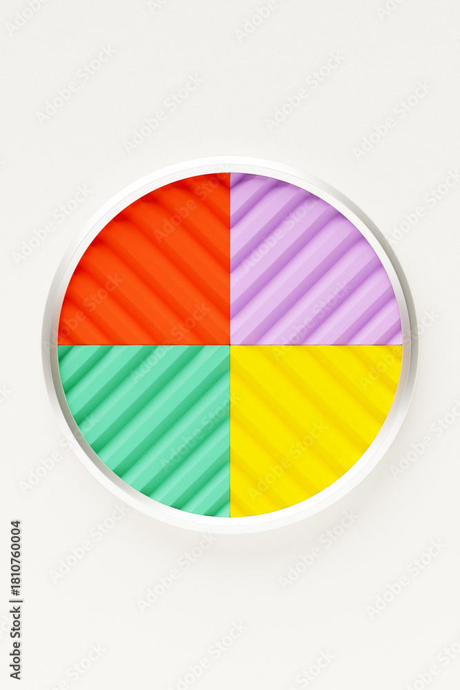 Fototapeta premium Striking 3D illustration of a bold, colorful geometric figure in an ornamental style, featuring a rich, textured background